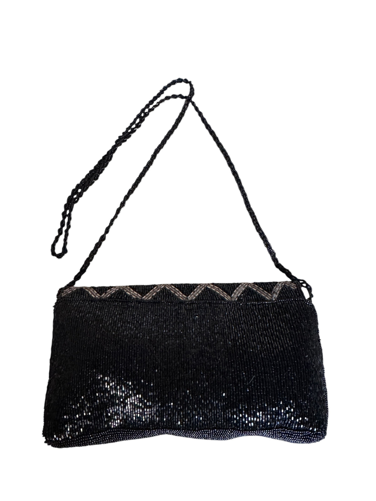 No. 29 Vintage Black & Silver Beaded Evening Bag