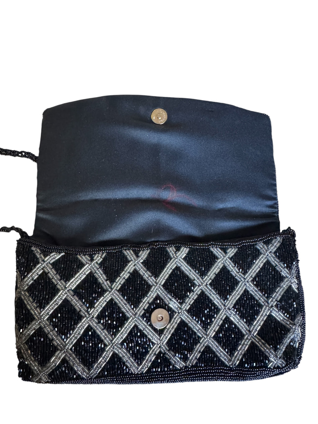 No. 29 Vintage Black & Silver Beaded Evening Bag