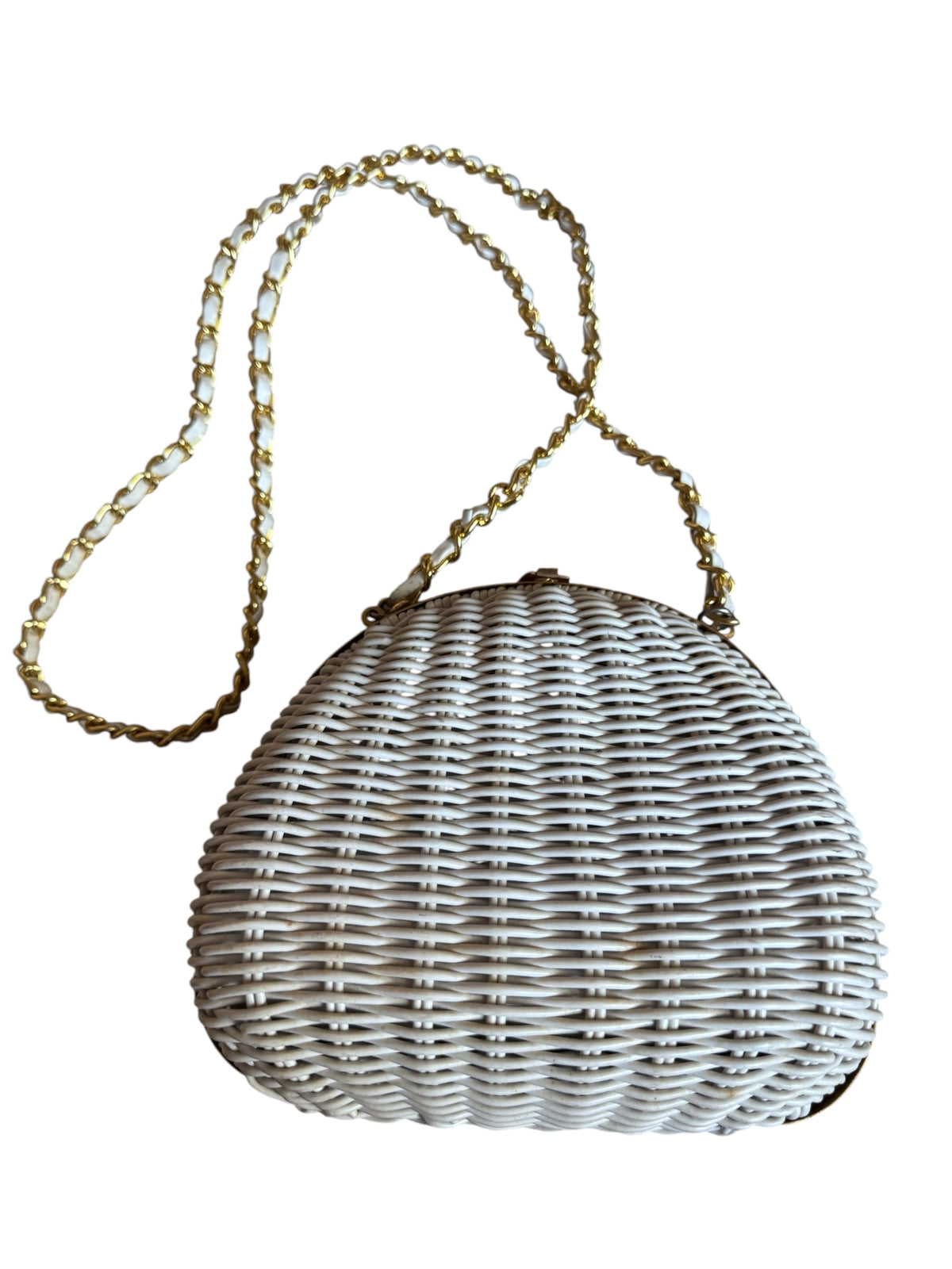 No. 21 Vintage White Wicker Chain Bag