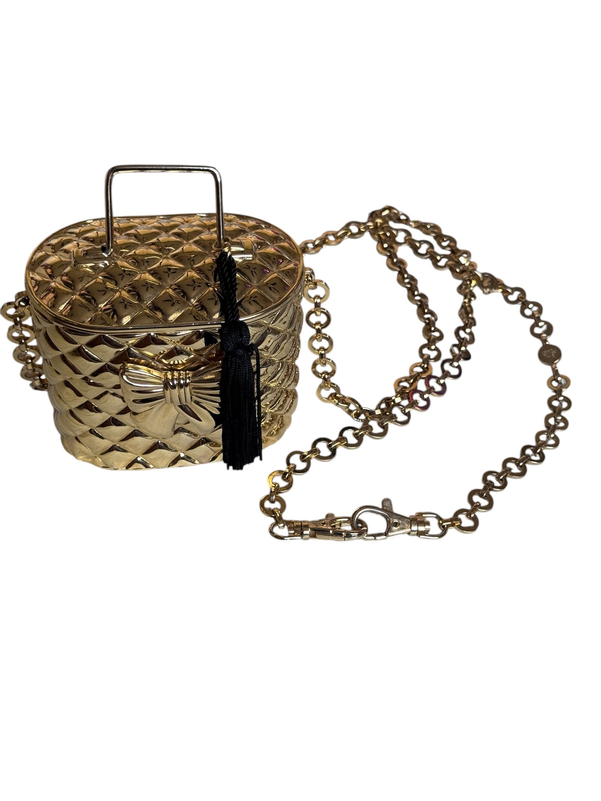 No. 15 Gold Quilted Metal Vanity Bag