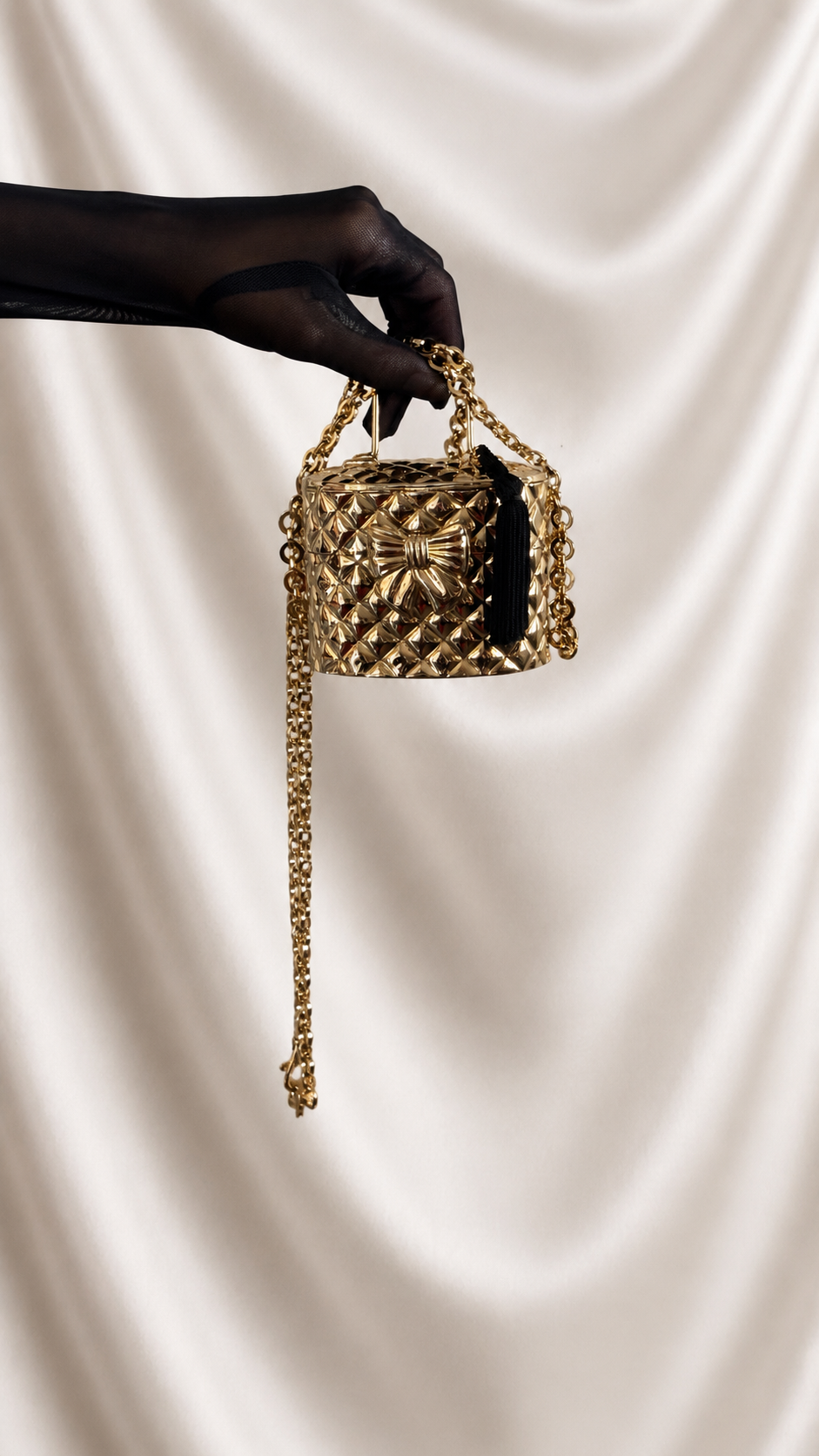 No. 15 Gold Quilted Metal Vanity Bag