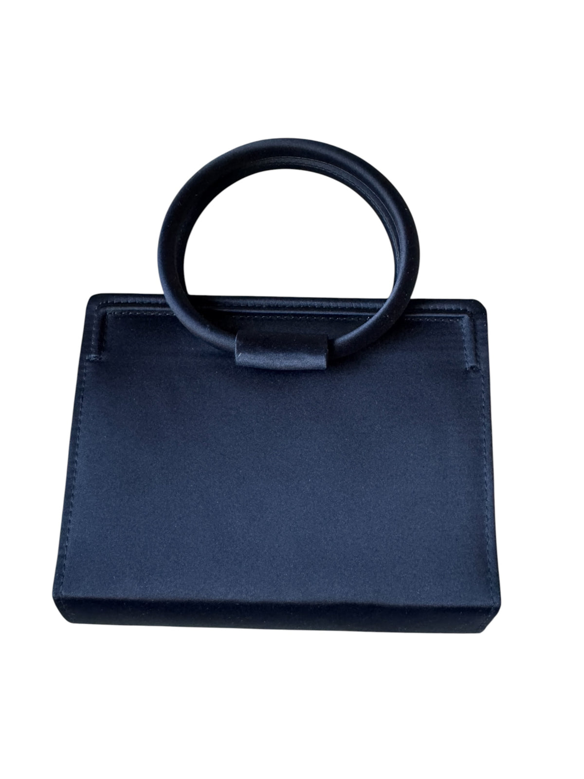No. 36 Vintage Navy Satin Structured Handbag