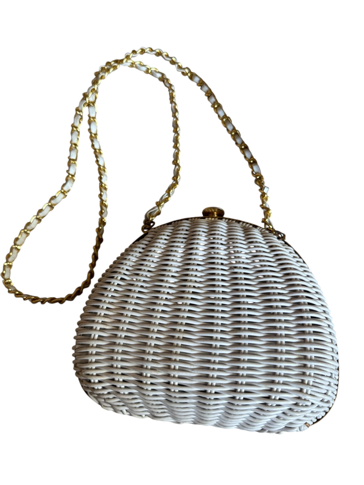 No. 21 Vintage White Wicker Chain Bag