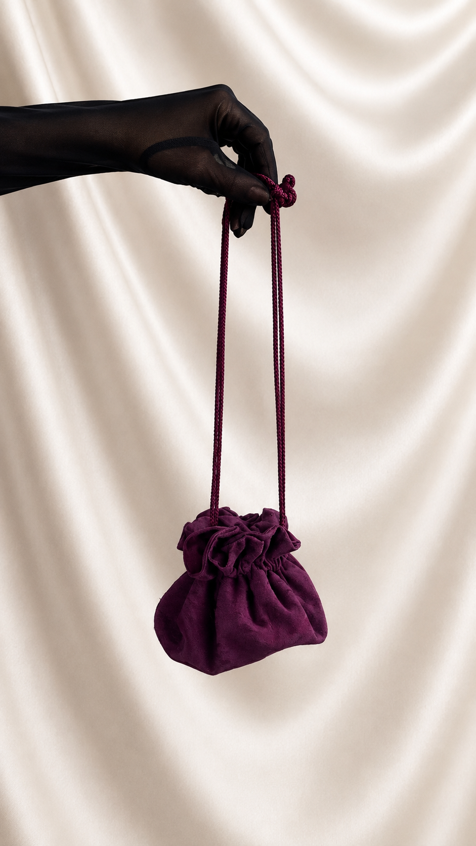 No. 16 Plum Velvet Drawstring Cocktail Bag