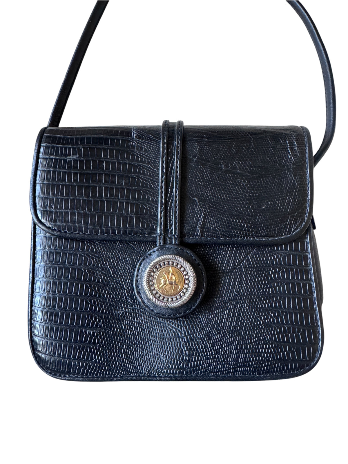 No. 27 Black Lizard-Embossed Crossbody Bag