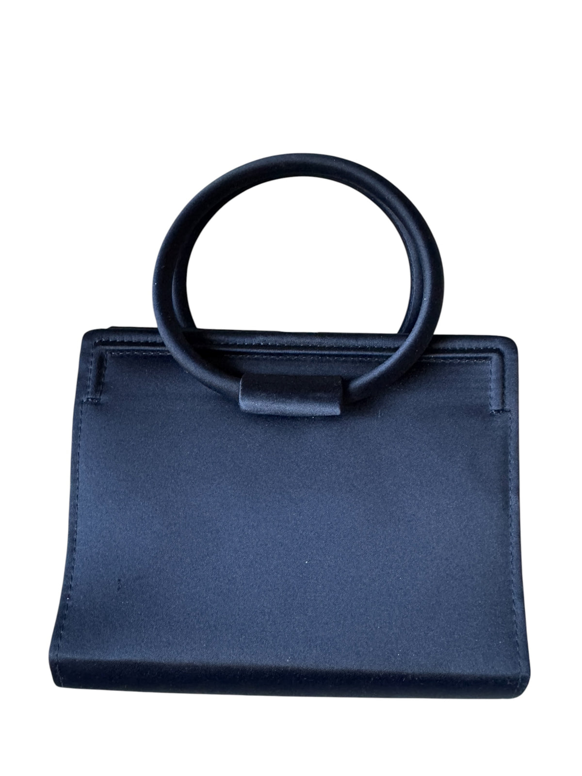 No. 36 Vintage Navy Satin Structured Handbag