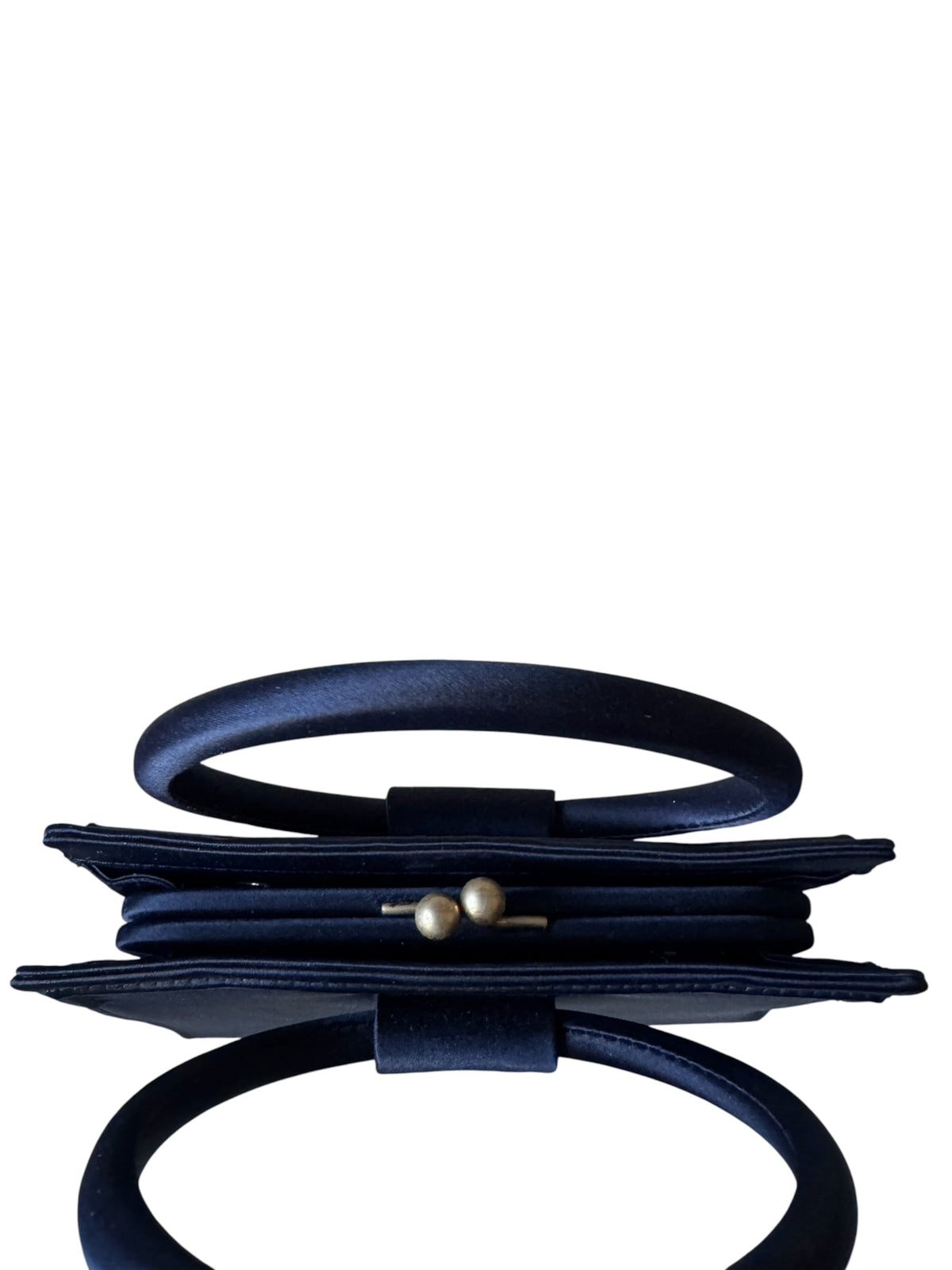 No. 36 Vintage Navy Satin Structured Handbag