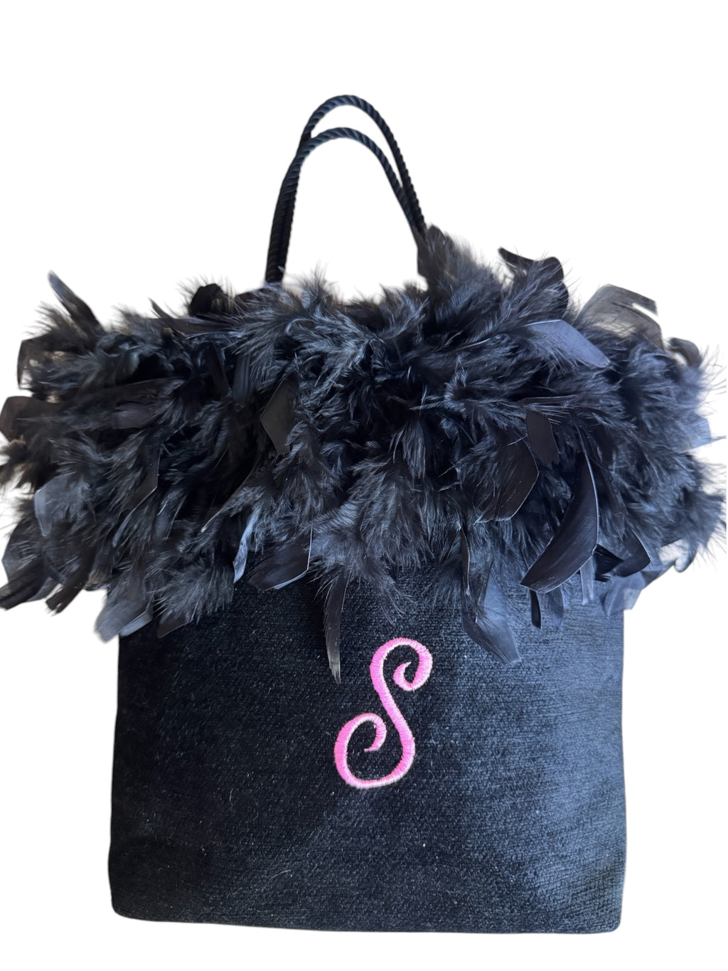 No. 23 Black Feather Monogram Shoulder Bag
