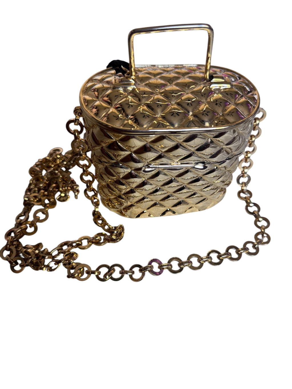 No. 15 Gold Quilted Metal Vanity Bag