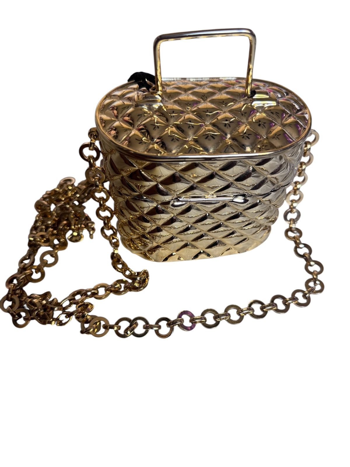 No. 15 Gold Quilted Metal Vanity Bag