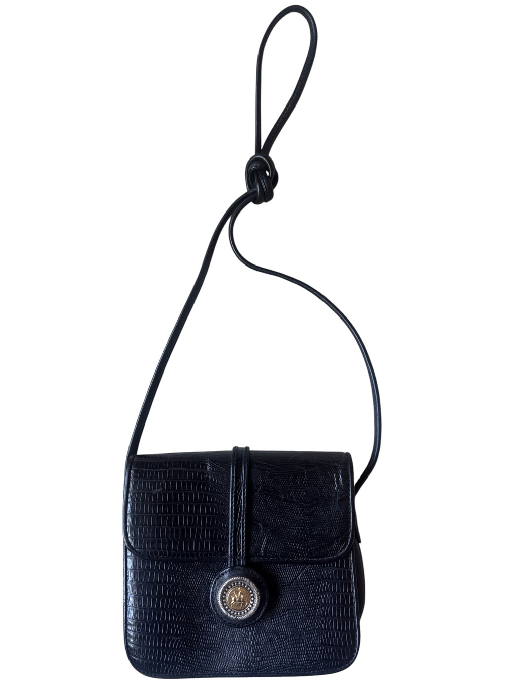No. 27 Black Lizard-Embossed Crossbody Bag
