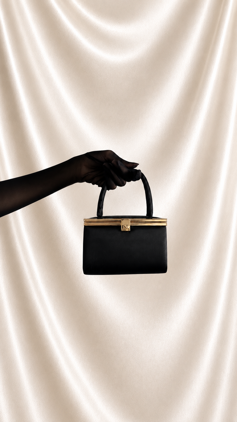 No. 31 Black Satin Vanity Box Purse