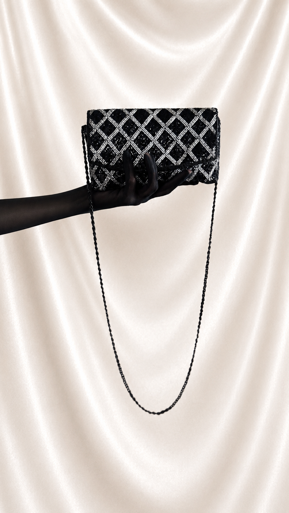 No. 29 Vintage Black & Silver Beaded Evening Bag
